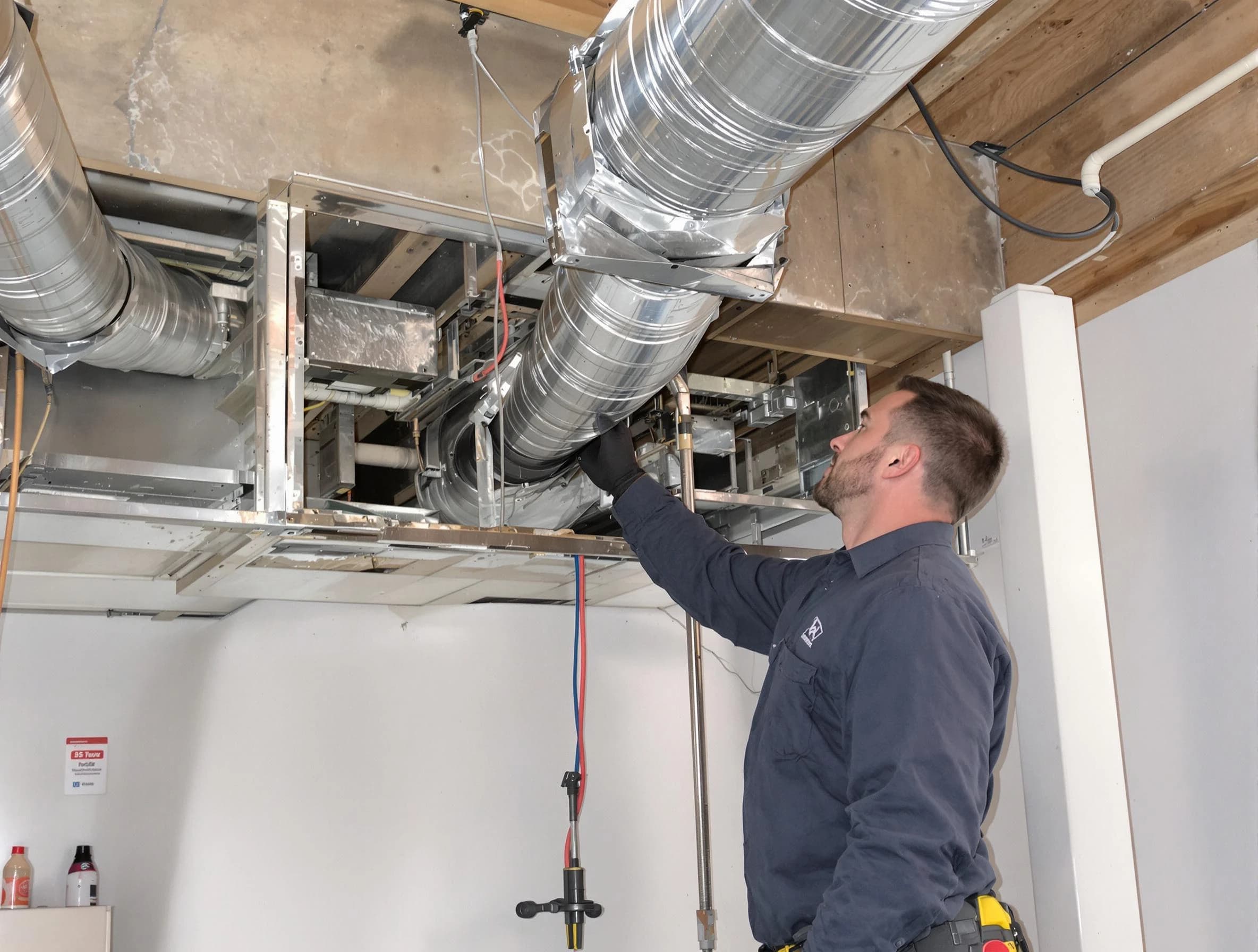 Louisville Air Duct Cleaning technician performing professional air duct repair using specialized tools in Louisville