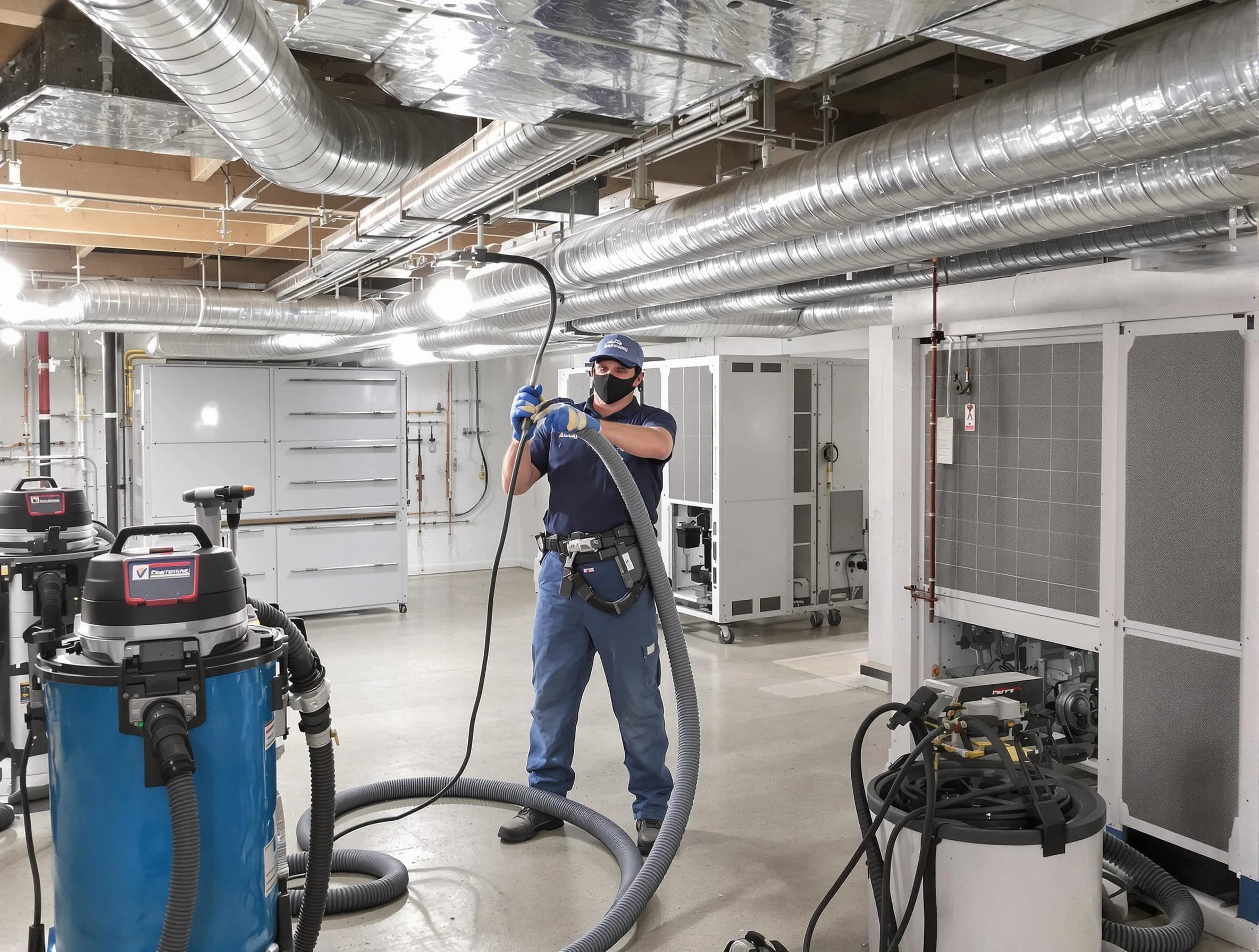 Louisville Air Duct Cleaning specialist performing thorough central air duct cleaning for improved system efficiency in Louisville