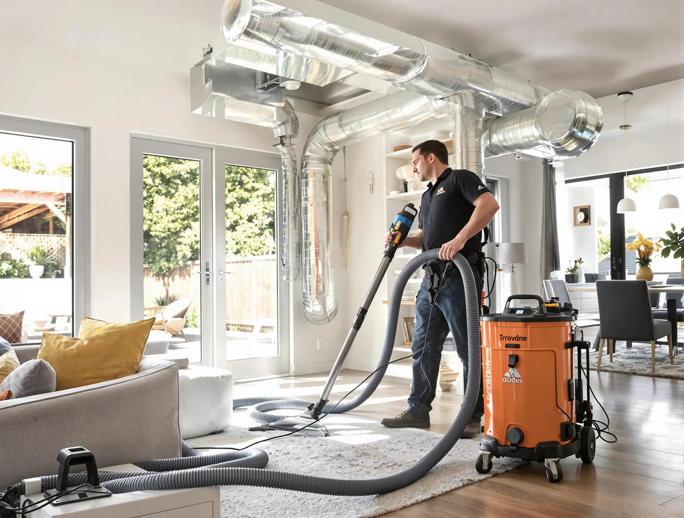 Louisville Air Duct Cleaning specialist performing thorough residential duct cleaning using advanced equipment in Louisville