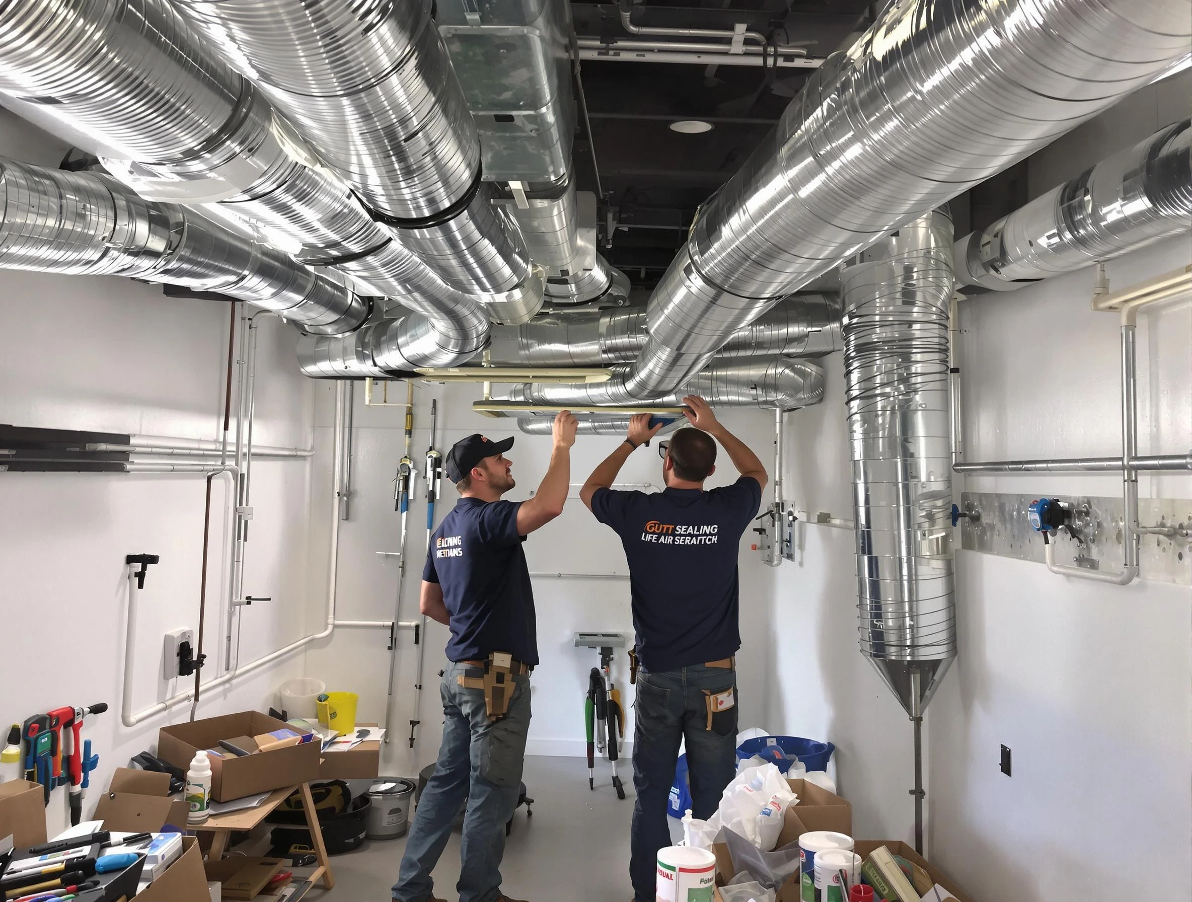 Louisville Air Duct Cleaning technician applying professional duct sealing solutions in Louisville