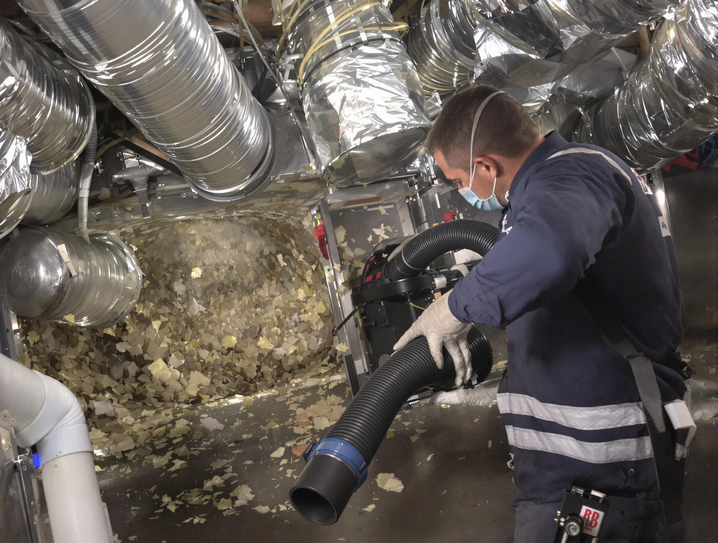 Louisville Air Duct Cleaning specialist operating negative pressure cleaning equipment for thorough duct maintenance in Louisville